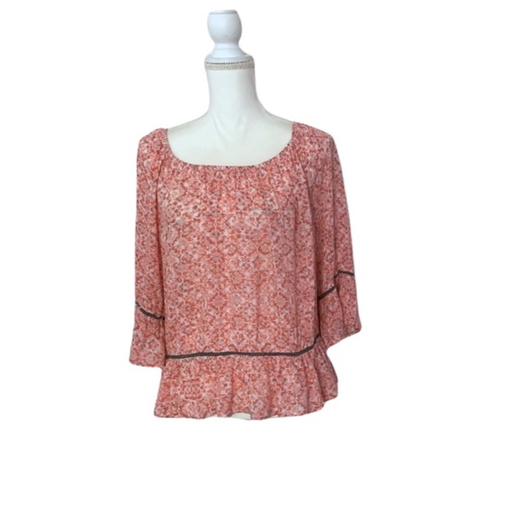 Democracy Floral Flounce Peasant Top Size Large